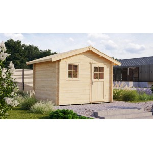 WEKA Gartenhaus Premium28 FT Natur, 300x200 cm, mit Vordach. Holzgartenhaus mit Fenster und Tür.