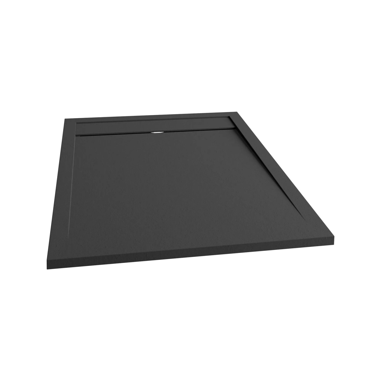 Rechteckige, extraflache Schulte Duschwanne ExpressPlus, 140x90 cm, in Anthrazit mit Steinoptik.