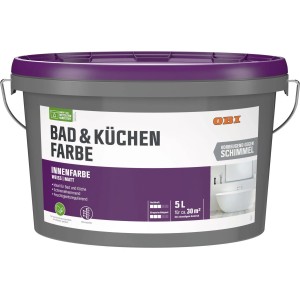 Eimer OBI Bad & Küchenfarbe, weiß-matt, 5 Liter, schimmelvorbeugend.