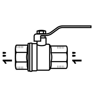 Kupferfarbener Kirchhoff Kugelhahn Messing 30,3 mm (1 IG) für Sanitäranwendungen.