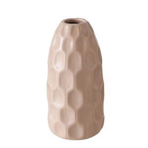 Beige Boltze Home Vase Simona, Ø 9 cm x 19 cm, mit modernem Wabenmuster.