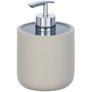Wenko Seifenspender Planet Taupe aus Polyresin, nachfüllbarer Spender für Bad und Küche.