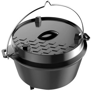 Tepro Dutch Oven mit Standbeinen M, emailliertes Gusseisen, Deckel mit Griff und Temperaturfühler-Öffnung.
