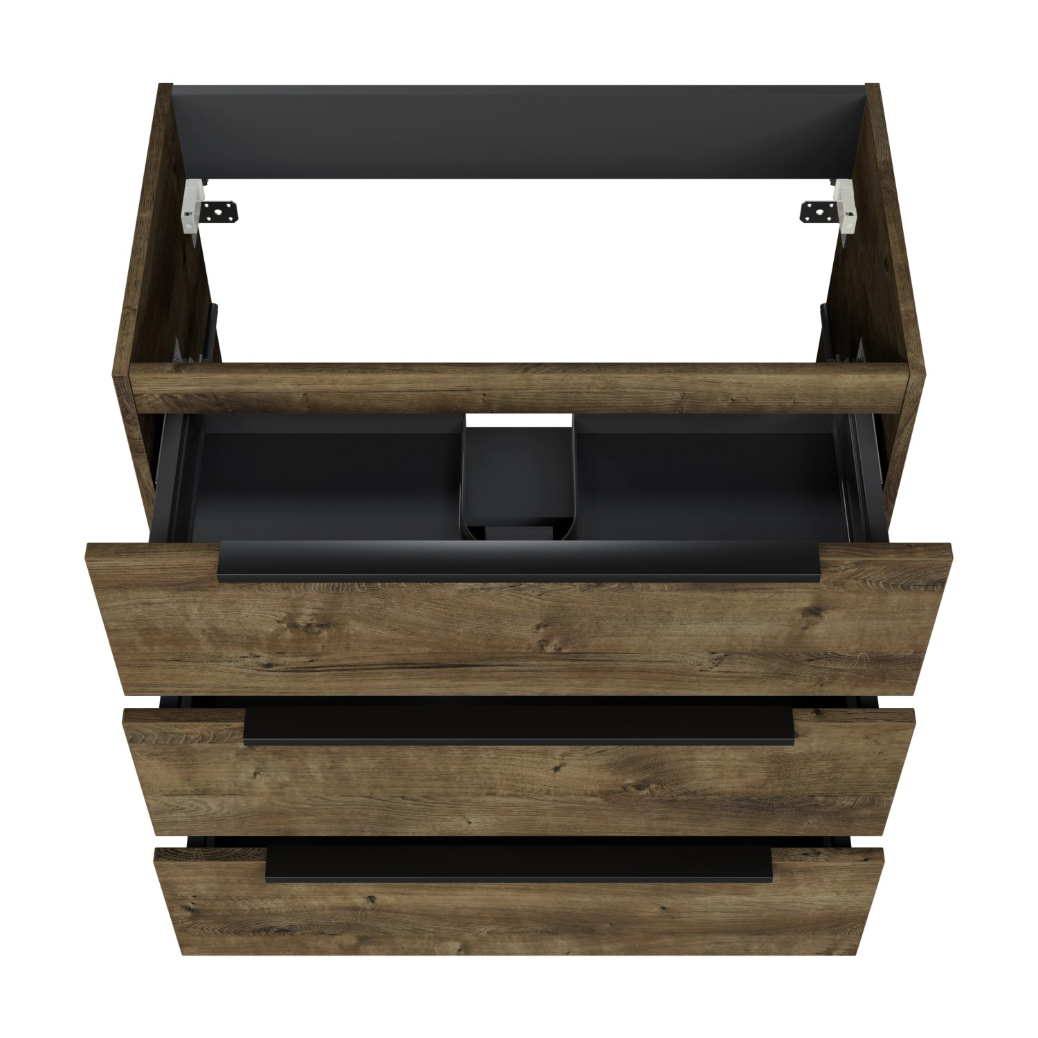 Pelipal Waschbeckenunterschrank Quantum 07, Eiche Ribbeck Quer, 80 cm mit 3 Auszügen.