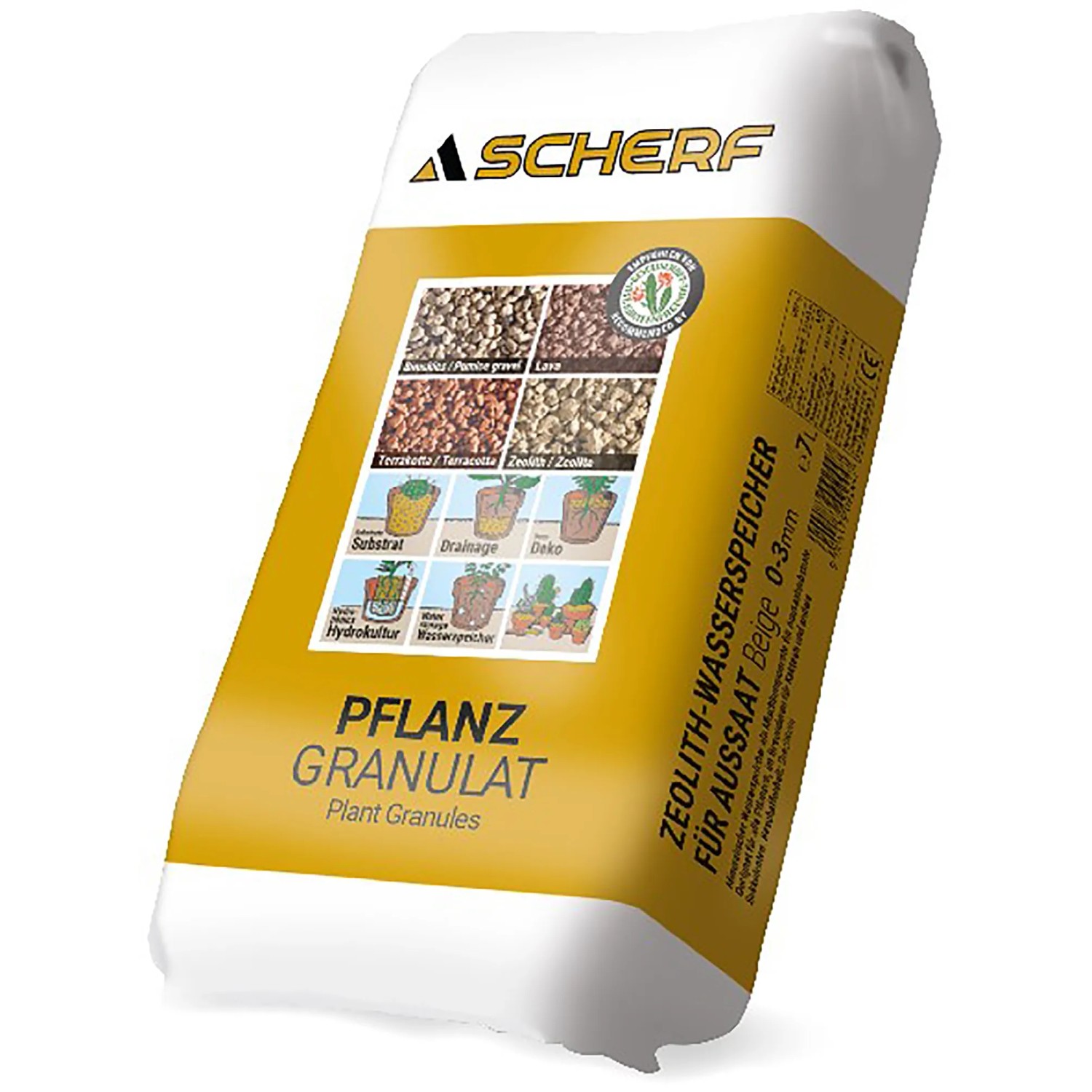 Sack Scherf Zeolith-Wasserspeicher, beige, 0-3 mm, 7 l, für Aussaat und Pflanzenanzucht.