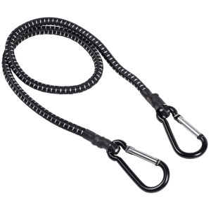 Schwarzer OBI Gummi-Expander (80 cm) mit Karabinerhaken für Reise & Transport.