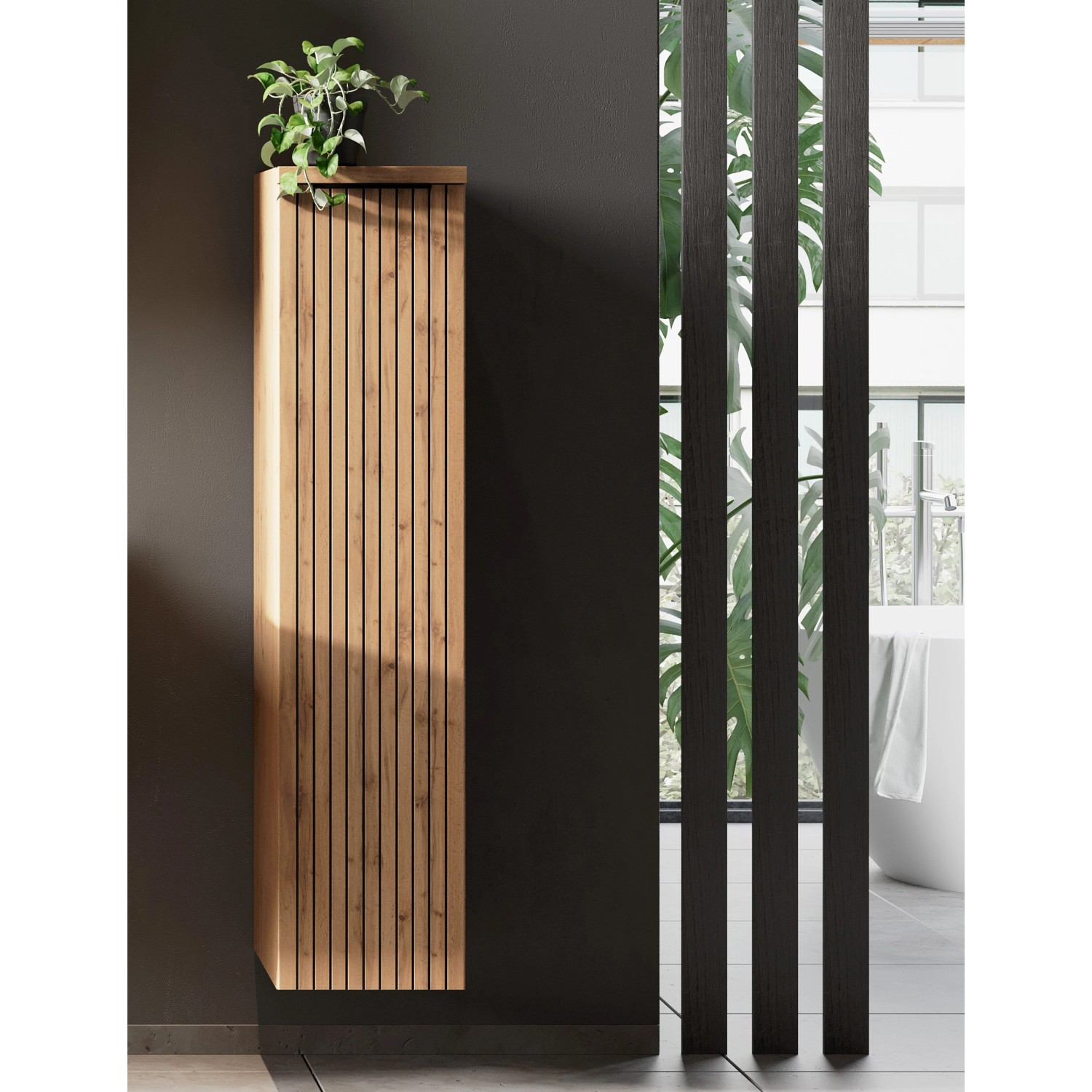 Held Möbel Bad-Midischrank Manchester 1 Tür 130 x 30 x 35 cm Wildeiche_13