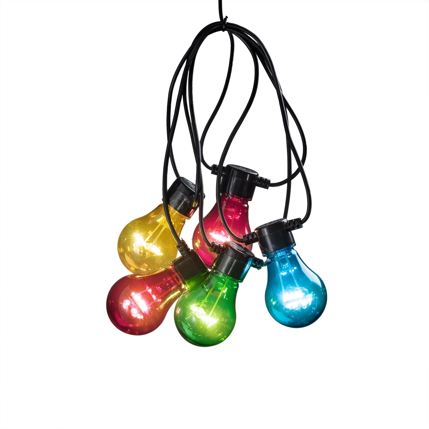 Konstsmide LED-Lichterkette mit 5 bunten Leuchtmitteln für den Außenbereich, batteriebetrieben.