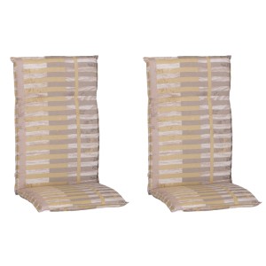 2er Set Beo Hochlehner Sitzkissen M508 Karo Beige für Gartenstühle, wasserabweisend.