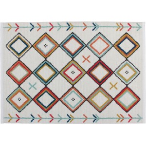 Kayoom Hochflorteppich Agadir 210 mit bunten Rauten und Fransen, 200x290 cm.