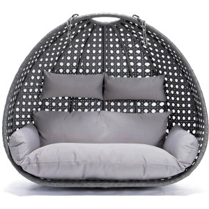 Grauer Home Deluxe Hängesessel-Korb Twin ohne Gestell mit Sitzkissen für 2 Personen.