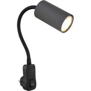 Schwarze Globo Wandlampe Robby mit Flexarm, 55x430 mm, für GU10 Leuchtmittel.