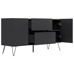 Posseik Sideboard Industrial F, 140 cm, Grafit/Eiche, mit 2 Schubladen und 2 Türen.