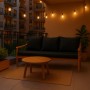 Schwarzes Setgarden Bankkissen (160x50 cm) mit 3 Rückenkissen für eine 3-Sitzer Gartenbank.