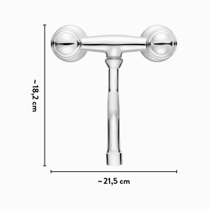 Chromfarbene baliv Küchenarmatur KI-5100, eine Zweigriffarmatur mit Maßen.
