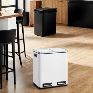 Songmics Mülleimer Pary 2 Fächer x 15 l Weiß