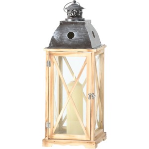 Moderne Kiefer Laterne, 59cm hoch, für stimmungsvolle Weihnachtsdekoration.