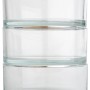 Ooni Stapelgefäß-Set: 3 transparente Glasschalen mit Bambusdeckel für Grillutensilien.