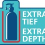 Symbol für extra tiefe Ablagefläche, ideal für Bad-Utensilien und Pflegeprodukte.