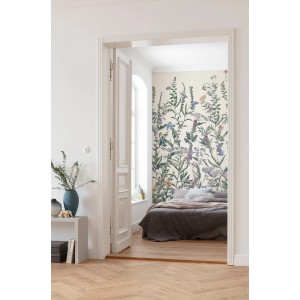 Komar Vliesfototapete Flowering Herbs im Schlafzimmer: Wanddeko mit Blumen und Kräutern.