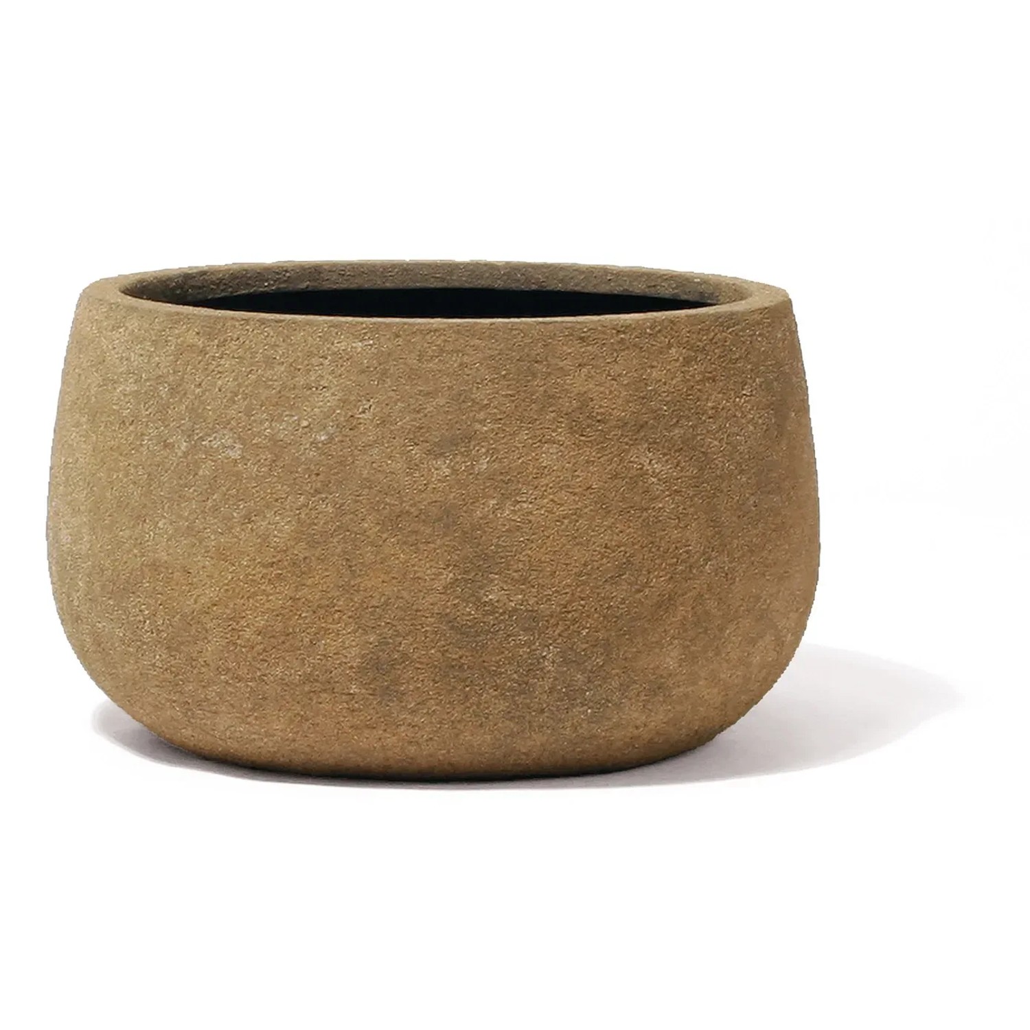 Sandfarbener Kirschke Pflanztopf Rock Line Zalabiya, Ø 45 cm. Übertöpfe für Garten & Balkon.