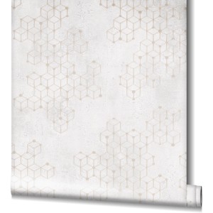 Marburg Vliestapete Hailey Nov, grafisches Muster in Beige auf hellem Grund.