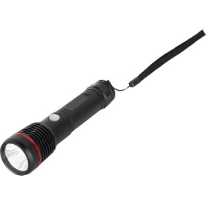 Schwarze Stabtaschenlampe Akku-Line LED mit Handschlaufe, ideal für Werkstatt und Freizeit.