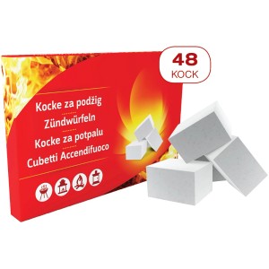 Anzündwürfel, 48 Stück, für Grill, Ofen und Kamin. Sicheres Anzünden mit starker Flamme.