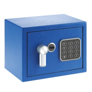 Blauer Yale Tresor Value Safe XS mit Zahlencode und Schlüssel