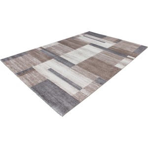 Kayoom Kurzflorteppich Falkland Port Louis, beige-silber, 200x290 cm, mit Patchwork-Design.