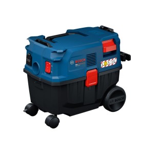 Bosch Professional GAS 12-25 LS Nass- und Trockensauger in Blau und Schwarz mit Rädern.