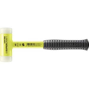 Halder Schonhammer Supercraft, 40mm, gelb-fluoreszierend, mit Stahlrohrstiel und Gummihandgriff.