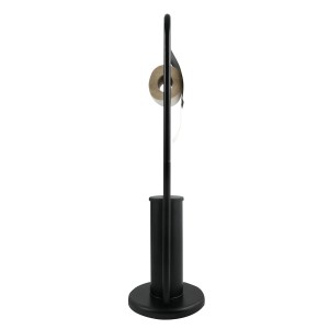 Schwarze MSV WC-Garnitur Abby aus Stahl mit WC-Bürste und Papierhalter.