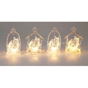 Beleuchtetes Acryl Krippen-Set mit LED, zwei Designs, jeweils mit Stern. Ideal für Weihnachtsdekoration.