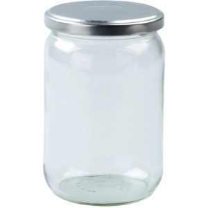 Dr. Oetker Einmachglas, 630 ml, transparentes Glas mit silbernem Deckel, ideal zum Einkochen.