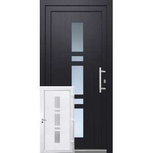 Premium Kunststoff-Haustür SMK 017 Anthrazit-Weiß 110 cm x 210 cm DIN R