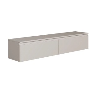 Modernes Selsey TV-Hängeboard Bemmi 150 cm in Kaschmirgrau, matt, mit zwei Klappenfächern für Wandmontage.