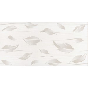 Volldekor Arife Blätter Weiß, 30x60 cm, für Wandfliesen mit Blätterdesign.