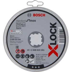 Bosch X-Lock Trennscheibe Standard for Inox, 125mm, 10er-Pack. Zubehör für Winkelschleifer.
