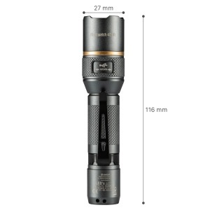 LED Akku-Taschenlampe, dimmbar & zoombar, 450lm, 5000K, IPX7. Ideal für Outdoor-Aktivitäten.