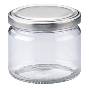 Dr. Oetker Einmachglas 330ml mit silbernem Deckel, ideal zum Einkochen.