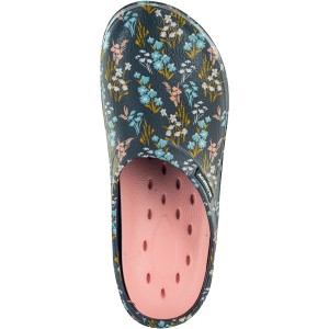 Blackfox Clog Lily anthrazit, Gr. 37, Gartenclog mit Blumenmuster und herausnehmbarer Sohle.