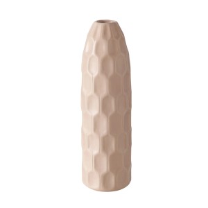 Beige Boltze Home Vase Simona, Ø 9 cm x 31 cm, mit modernem Wabenmuster.