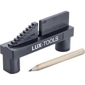 LUX Mittenfinder Zentrierwinkel bis 65 mm mit Bleistift zum Markieren der Werkstückmitte.