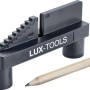 LUX Mittenfinder Zentrierwinkel bis 65 mm mit Bleistift zum Markieren der Werkstückmitte.