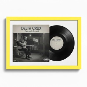 Gelber Schallplattenrahmen mit Vinyl & Cover im 2er Set. Ideal für die Wandgestaltung mit Musik.