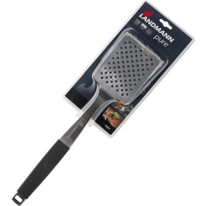 Landmann Grillwender Pure aus Edelstahl mit gummiertem Griff, verpackt.