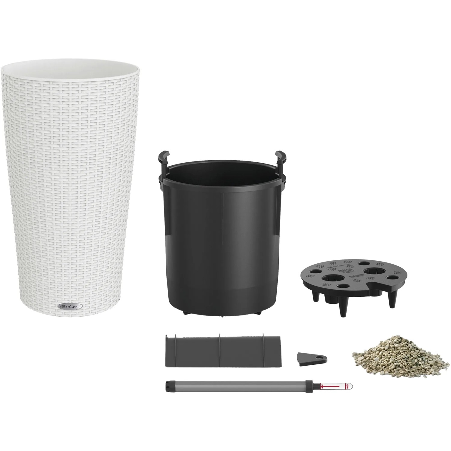 Lechuza Cilindro Cottage Pflanzsäule, weiß, Ø 23cm, mit Zubehör für das Bewässerungssystem.