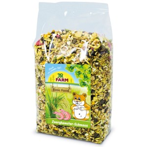 JR Farm Zwerghamster-Schmaus 600g, Alleinfutter für Zwerghamster im transparenten Beutel.