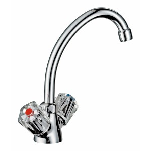 Zweigriff-Waschtischarmatur Ledro Chrom mit Acryl Drehreglern für Waschbecken.